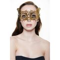 Kayso Gold with Clear Rhinestones Mysterious Filigree Cat Laser Cut Masquerade Mask One Size BE002GD